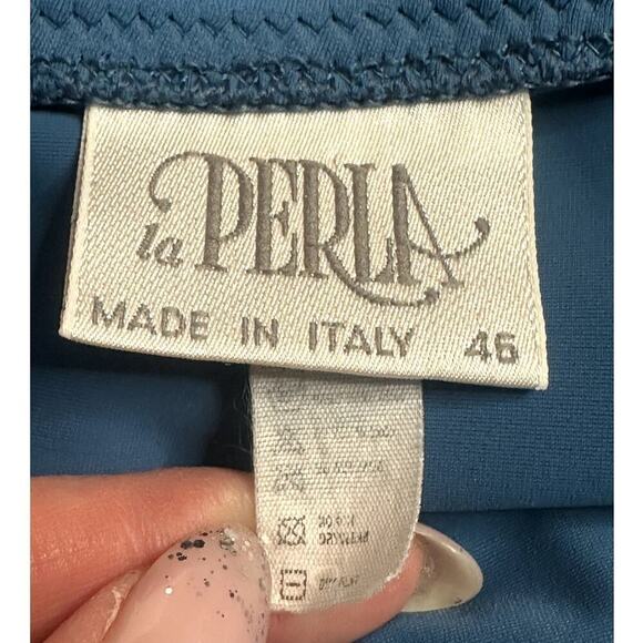 La Perla Blue Cover Up Asymmetrical Waist Short Skirt Women 46 US 10 Runs Small - Picture 4 of 6